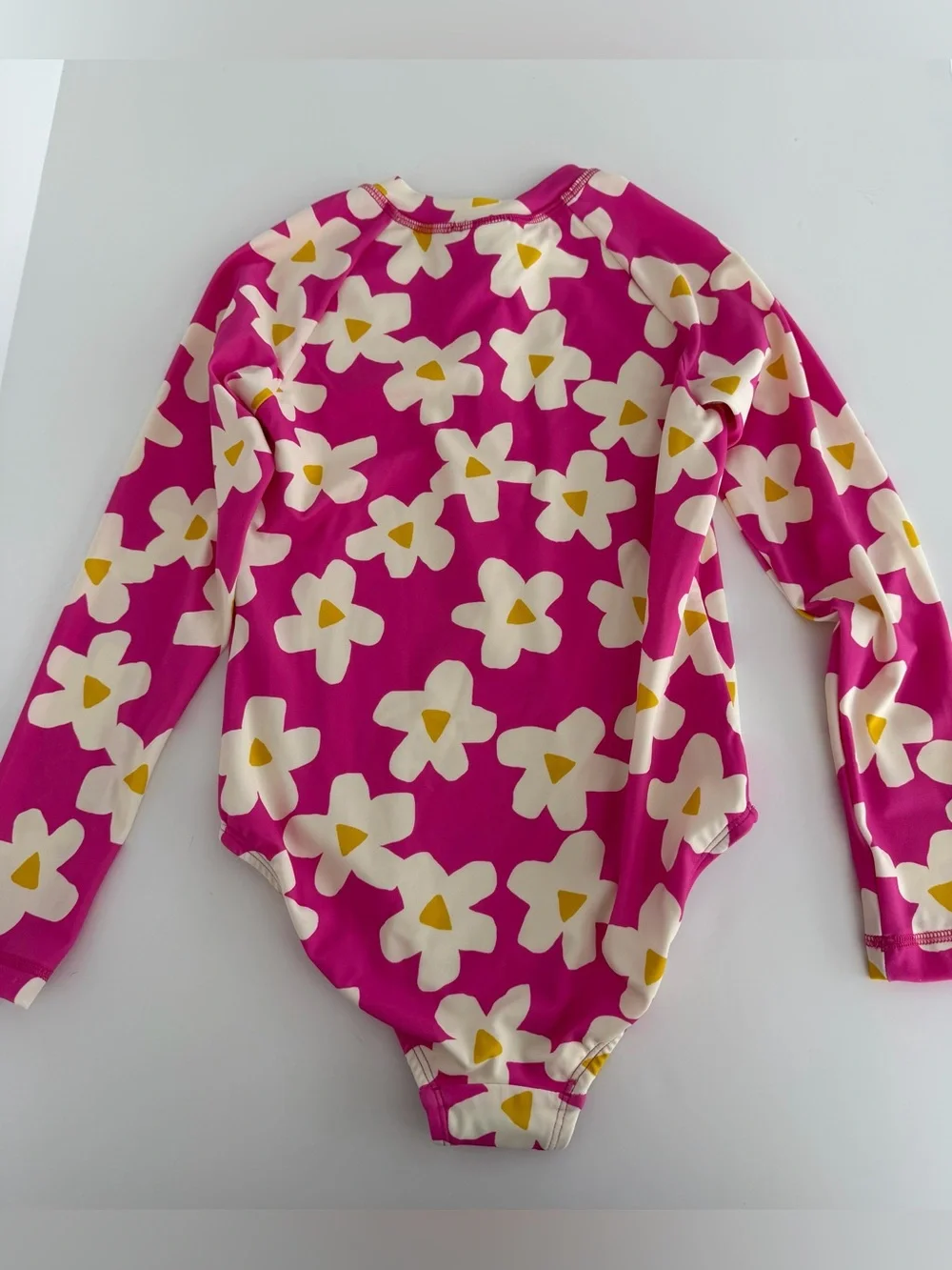 Girls Hanna Andersson Pink Floral Long-Sleeve One-Piece Swimsuit